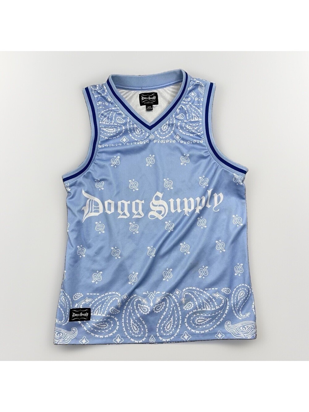 Dogg Supply By Snoop Dogg Tank Top Mens M Blue Paisley V-Neck Rap Hip Hop